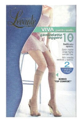 LEVANTE 10 den women's knee-high socks, 2-pair pack, bare toe, top comfort edge,