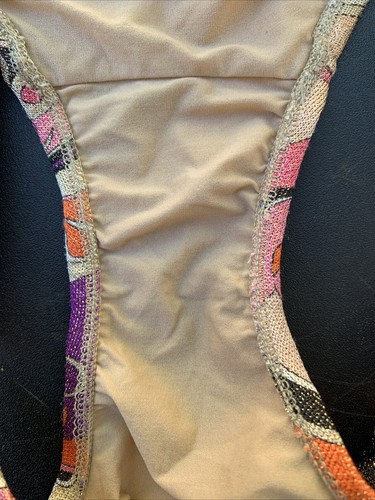 Emilio Pucci Italy Bikini Swim BOTTOMS ONLY Lurex Multicolor Logo Size 40 As Is - Picture 18 of 19