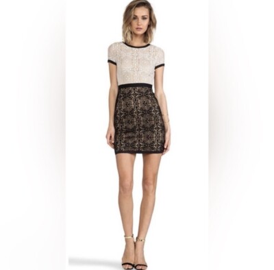 Bailey 44 Colorblock Mini Lace Dress Black & Beige Size 2 | eBay