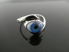Blue Evil EYE Sterling Silver 925 Taxco Mexico RING Size 6.5-7-8 Sizes NEW