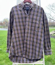 Scott Barber Large Brown Purple Mens Button Down Shirt
