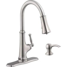 Touchless LED Single-Handle Pull-Down Sprayer Kitchen Faucet with Soap Dispenser