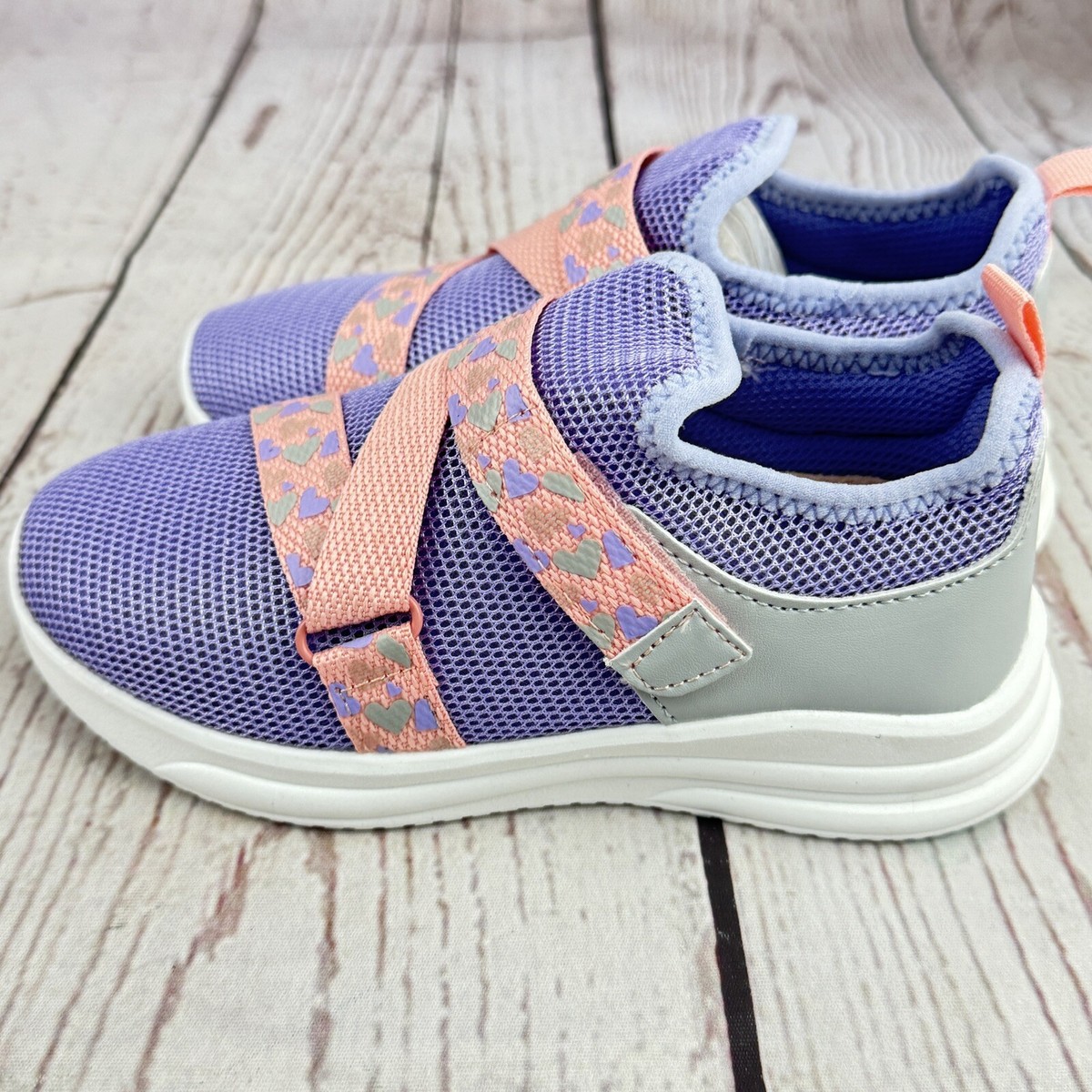 Boys Girls Sneakers Lightweight Breathable Strap Running Shoes Kids Purple