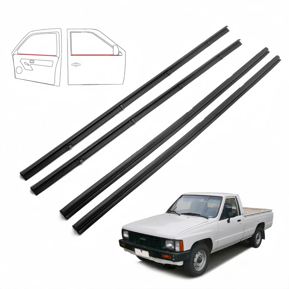 New Front Inner & Outer Belt Weatherstrip Kit For 1984-89 Toyota Pickup 4Runner Foto 3 de 4