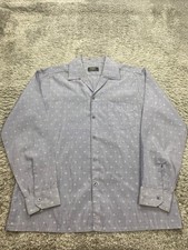 Spire Shirt Men Large Baltic Mist Geometric Textured Button Up Vtg Made In USA