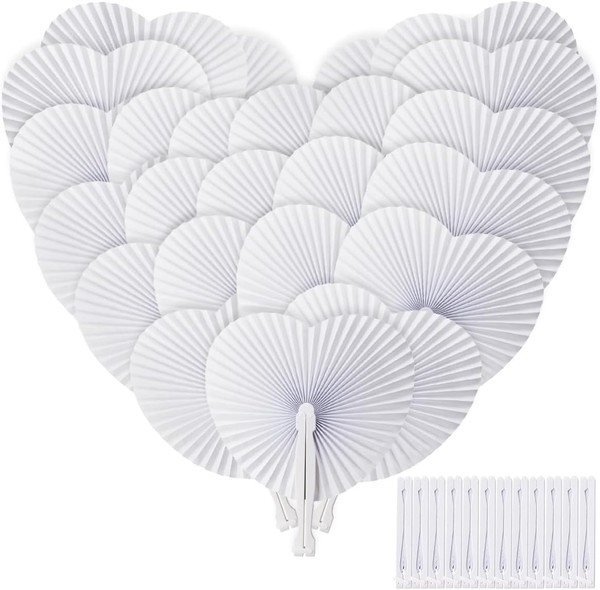 FäCher Hochzeit 36 Pack HandfäCher Hochzeitsdeko FäCher Weiß HandfäCher Papier-image