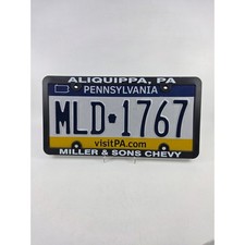 Pennsylvania License Plate MLD-1767 Miller Sons Chevy Aliquippa PA Dealer Frame