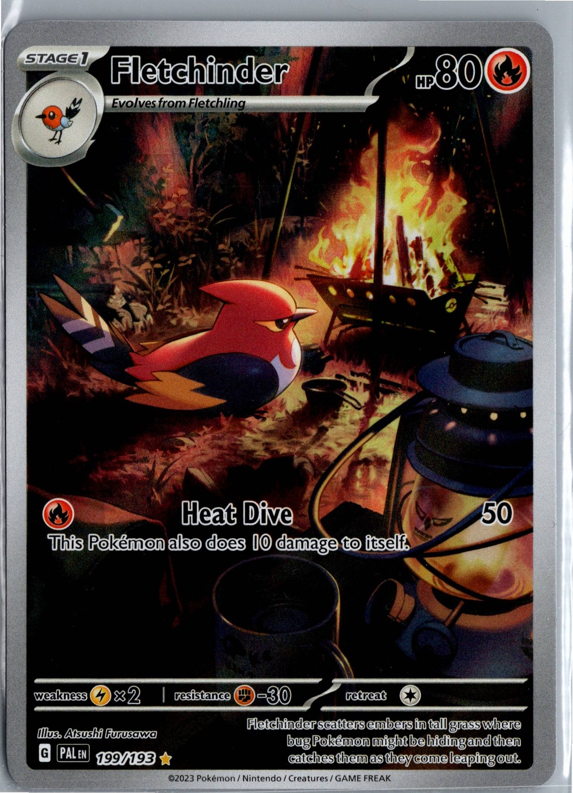 Fletchinder Illustration Rare SV02: Paldea Evolved 199/193 NM