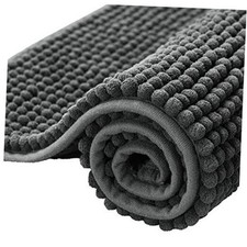 Bathroom Rugs Chenille Bath Rug Soft Short Plush Bath Mat Soft 16" x 24" Grey