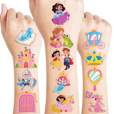 120 PCS Cute Princess Pre-Cut Temporary Tattoos for Kids Princess Themed