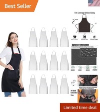 Multi-Purpose Unisex Aprons - 12-Pack Machine Washable with Pockets for Crafting