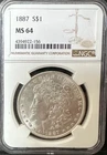 1887 Morgan Dollar NGC Certified MS64