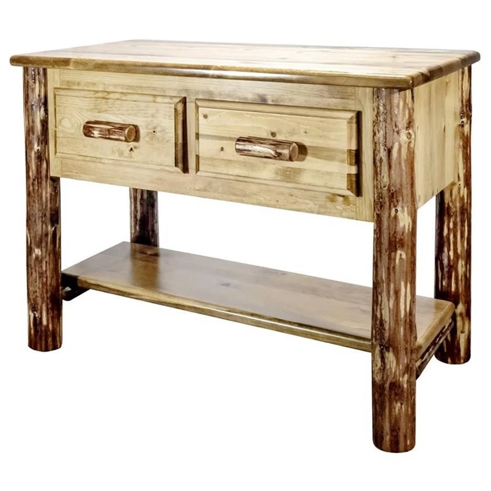 Montana Woodworks Glacier Country Wood Console Table with 2 Drawers in Brown - Image 2 of 4