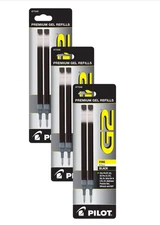 Pilot, G2 Gel Ink Refills, Fine Point 0.7 mm, Black, Pack of 6