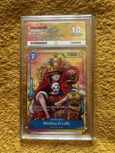 Monkey.D.Luffy P-043 (2nd Anniversary Stamped Promo) ACE 10 Graded Card