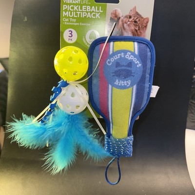 Pickleball Cat Toys with Catnip Set of 3 Interactive Bouncing Cat Balls for
