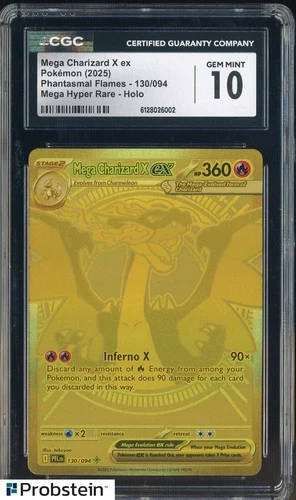 2025 Pokemon Phantasmal Flames Mega Hyper Rare #130 Mega Charizard X ex CGC 10