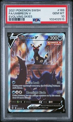 Umbreon V 189/203 Evolving Skies Pokemon PSA 10