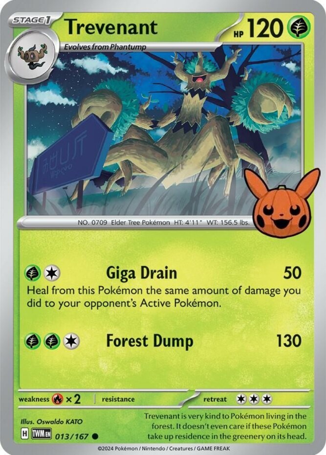 Trevenant - 013/167 - Common (Trick or Trade 2024) (Lp) Trick Or Trade BOOster 2
