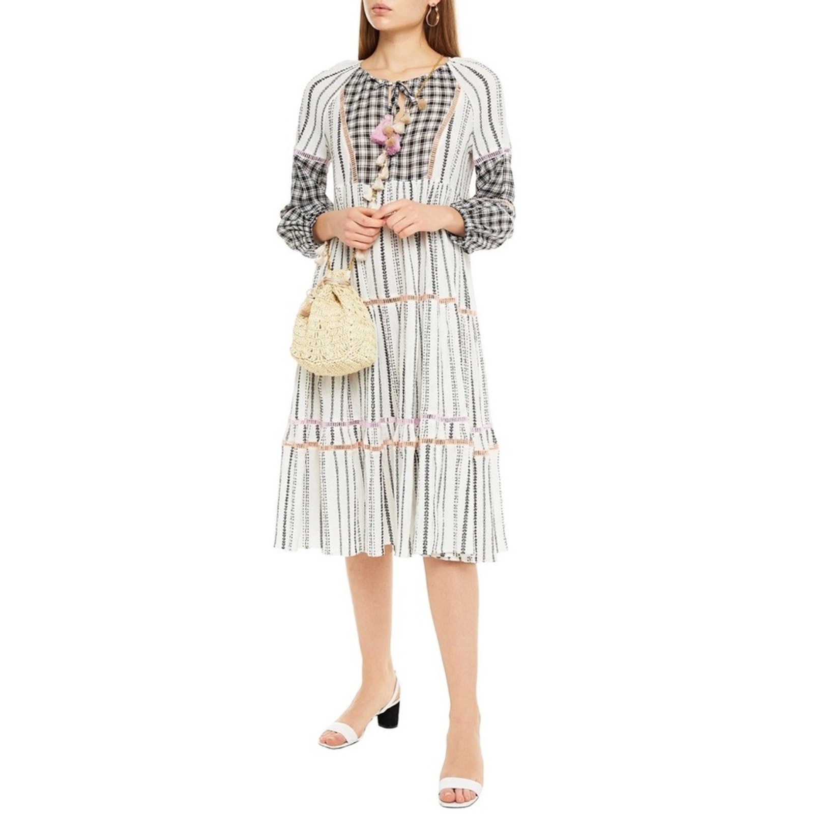 Veronica Beard Eileen Paneled Checked Georgette M… - image 1