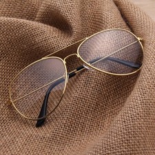 Pilot Double Bridge Metal Eyeglass frames Gold Aviator Glasses for Women Men s