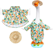 Hawaiian Porch Goose Outfit Summer Luau 23" Lawn Goose Costume with Tropical Flo