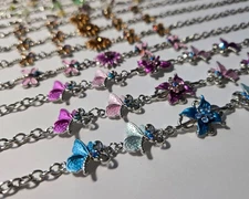 Wholesale Bracelets Lot of 12 Rhinestone Butterfly Flower Lobster Clasp Bracelet