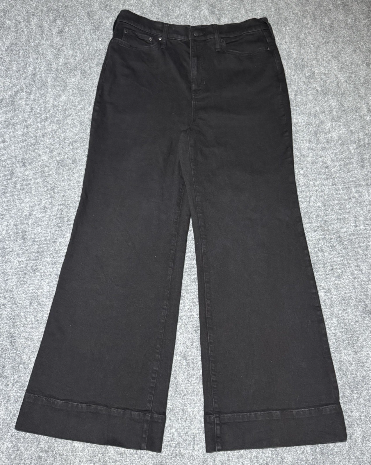 J Crew Womens '96 Denim Trouser Jeans 31 Black High Rise Wide Leg 34x31
