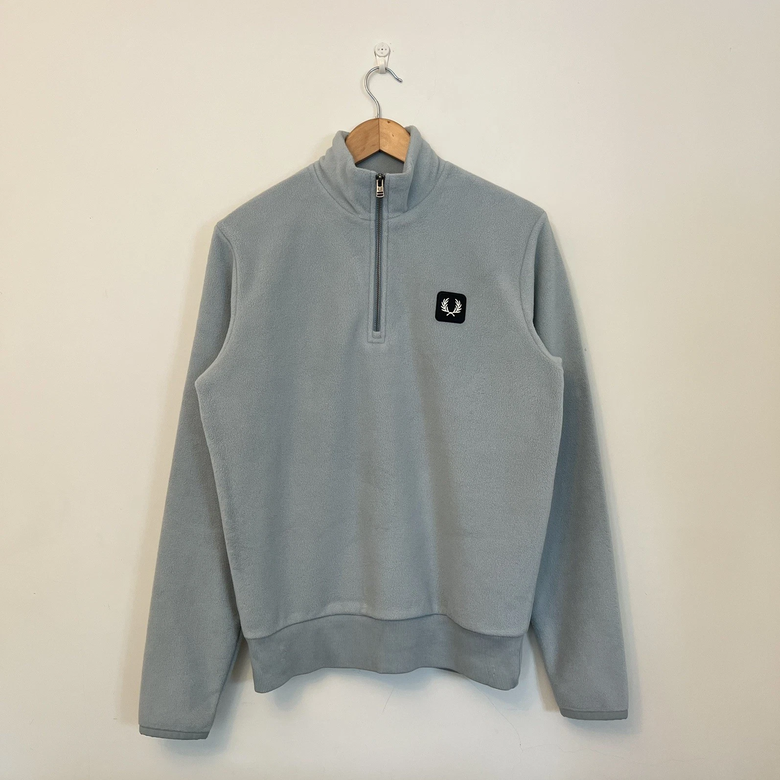 Vintage Fred Perry Men’s 1/4 Zip Sherpa Pullover Hiking Jacket - Blue, Size M