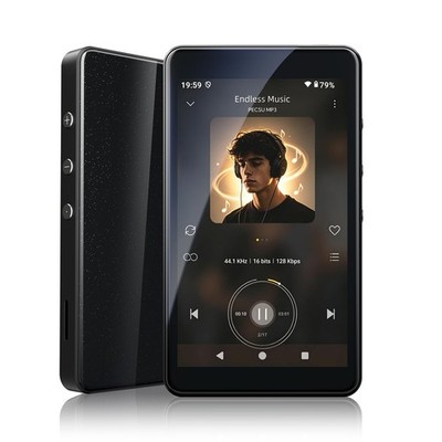 MP3 Player Bluetooth 5.0 WiFi Android 14 4 Touch Screen 32GB Glossy Black PECSU