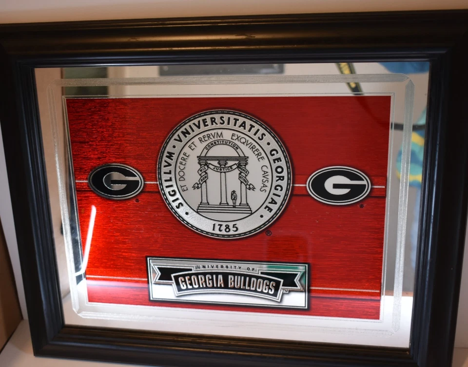 Framed Mirrored University of Georgia Seal Georgia Bulldogs Wall Art 17" X 14" - Image 2 of 4