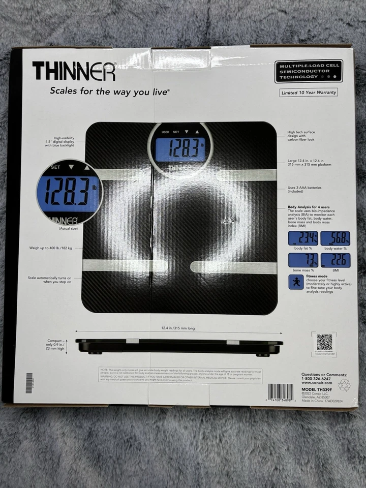 Thinner by Conair Scale for Body Weight, Digital Bathroom Scale - Image 2 of 3
