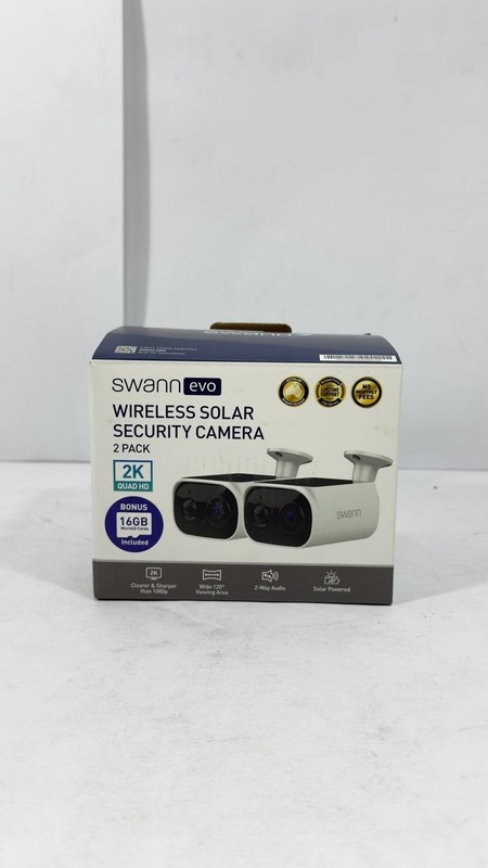 Swann EVO Solar 2K Wireless Security Camera w/ 16GB Card 2 pk  (AS IS) SESOL2KBC