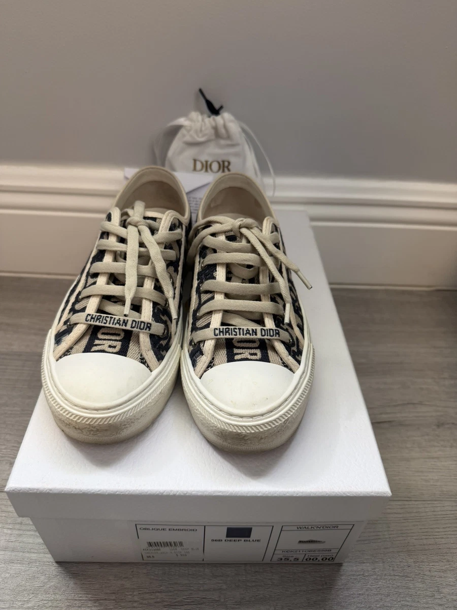 Dior Walk'N'Dior Embroidered Canvas Low Deep Blue W for sale | eBay