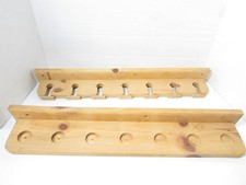 Handmade Wooden Wall Mount Pool Billiard Cue Rack Holds 7 Cues with Latches