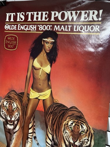 Vintage 1983 Olde English 800 Malt Liquor 26X20 Sexy Tiger Beer Girls Poster