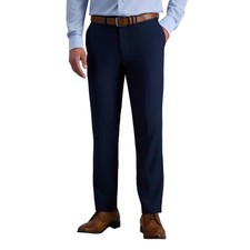 NWT Haggar Men's 36x30 Straight Fit Dress Pants Navy Stretch Waistband P1046