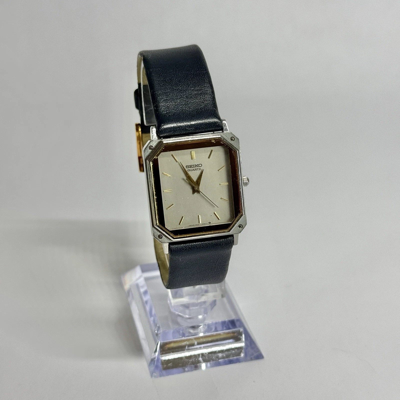 SEIKO 9021-504A Tank Silver Tone Quartz Men Vintage Watch W455 *WORKING