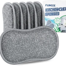 Dual-Sided Sponges Kitchen 6 Pack Microfiber Non Scratch Dish Scrub Sponge All 
