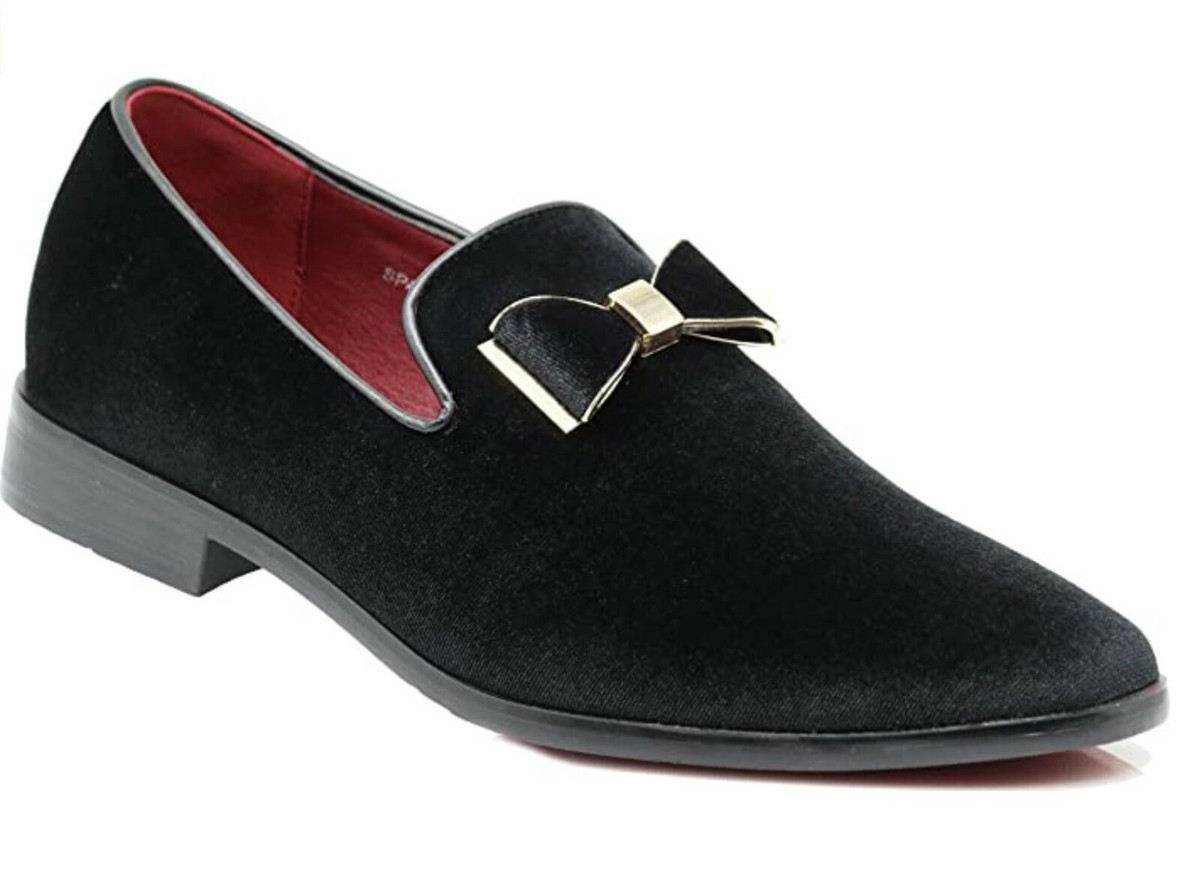Men\'s Plain Grey Vintage Velvet Loafers Slip On Classic Tuxedo Dress Shoes Men main image 3