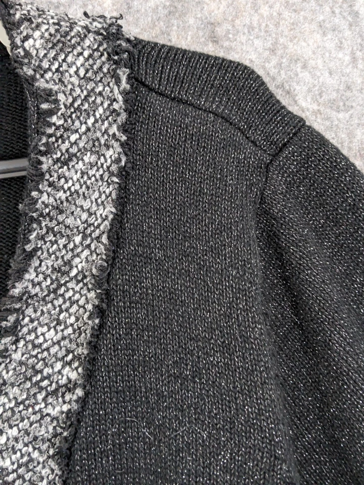 Cárdigan Suéter Peter Nygard Para Mujer 1X Negro Tejido Frente Abierto Hilos Brillantes Foto 2 de 4
