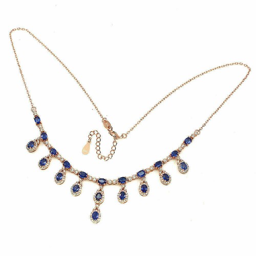 Silver Necklace Kyanite Genuine Natural Gems Solid Sterling 15 1/2 to 17 1/2 - Picture 11 of 24