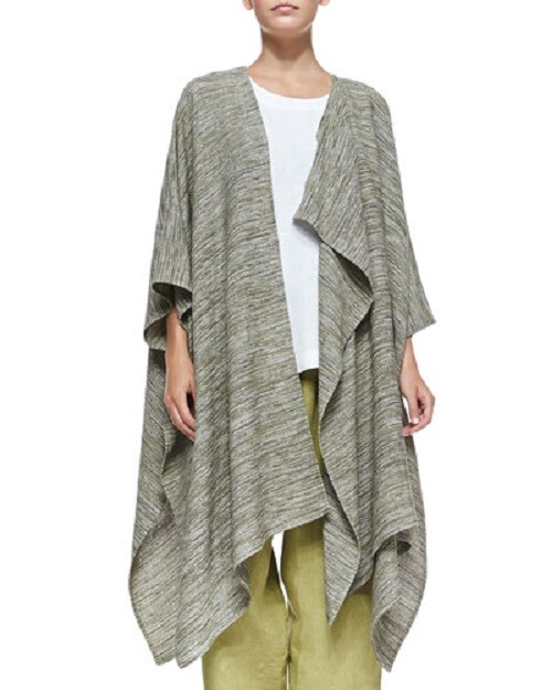 NEW Eskandar Size (1) OLIVE MULTI COLOR STRIPED 48" Long Drape Front Duster image 3