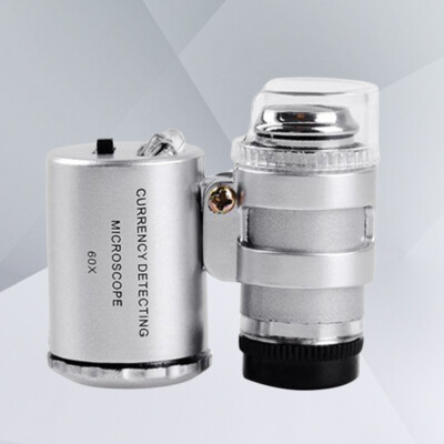 Mini 60X LED UV Light Microscope Jewelery Currency Detecting