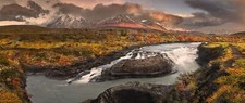 Landscape nature panorama river rapids grass shrubs Custom Gaming Mat Desk