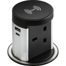 13A Pop Up Socket with 10W Wireless Charger and Dual USB A+C Knightsbridge