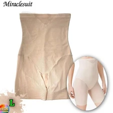 NWOT Miraclesuit Size L Extra Firm Tummy-Control Sheer Thigh Slimmer 2789 Beige