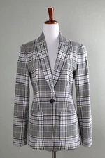 WORTH New York $329 Houndstooth Plaid Cotton Lined Blazer Jacket Top Size 4