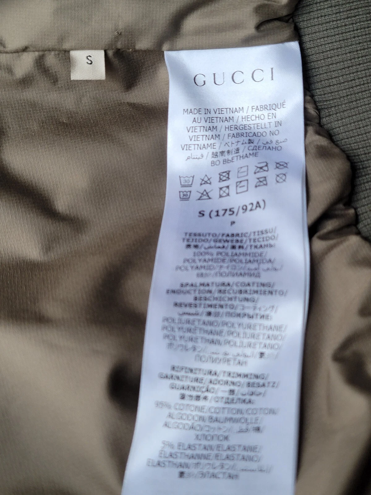 Gucci x North Face Bomber Giacca Tecnica Cachi Marrone Oliva S Small US 4 6 1 5K