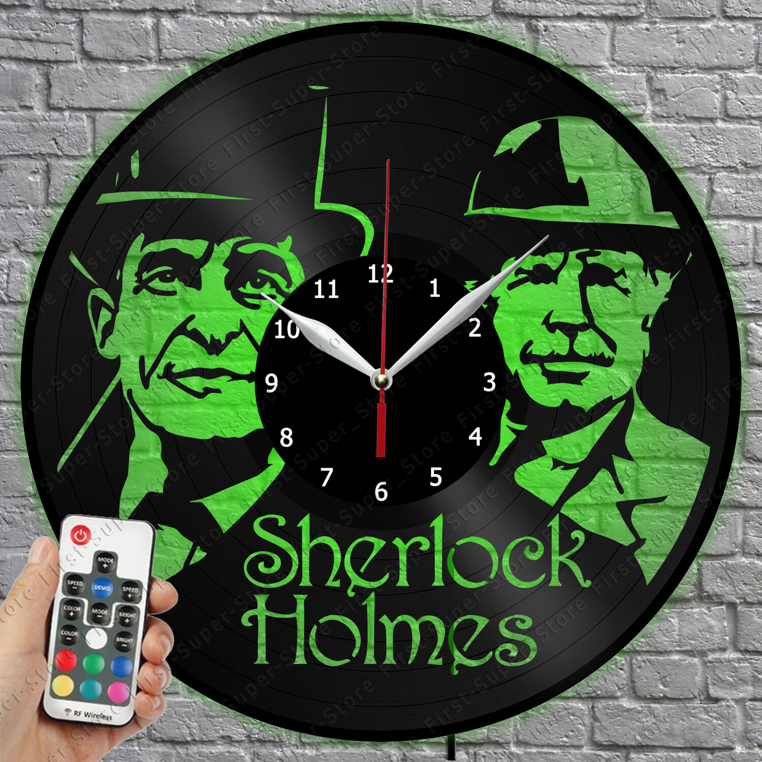 Sherlock Holmes LED Vinyl Record Wall Clock with Light 1562